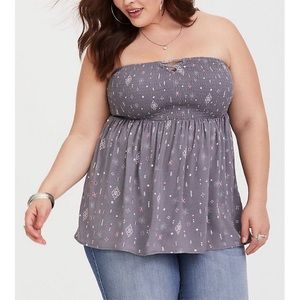 Torrid Smocked Tube Top (Grey)